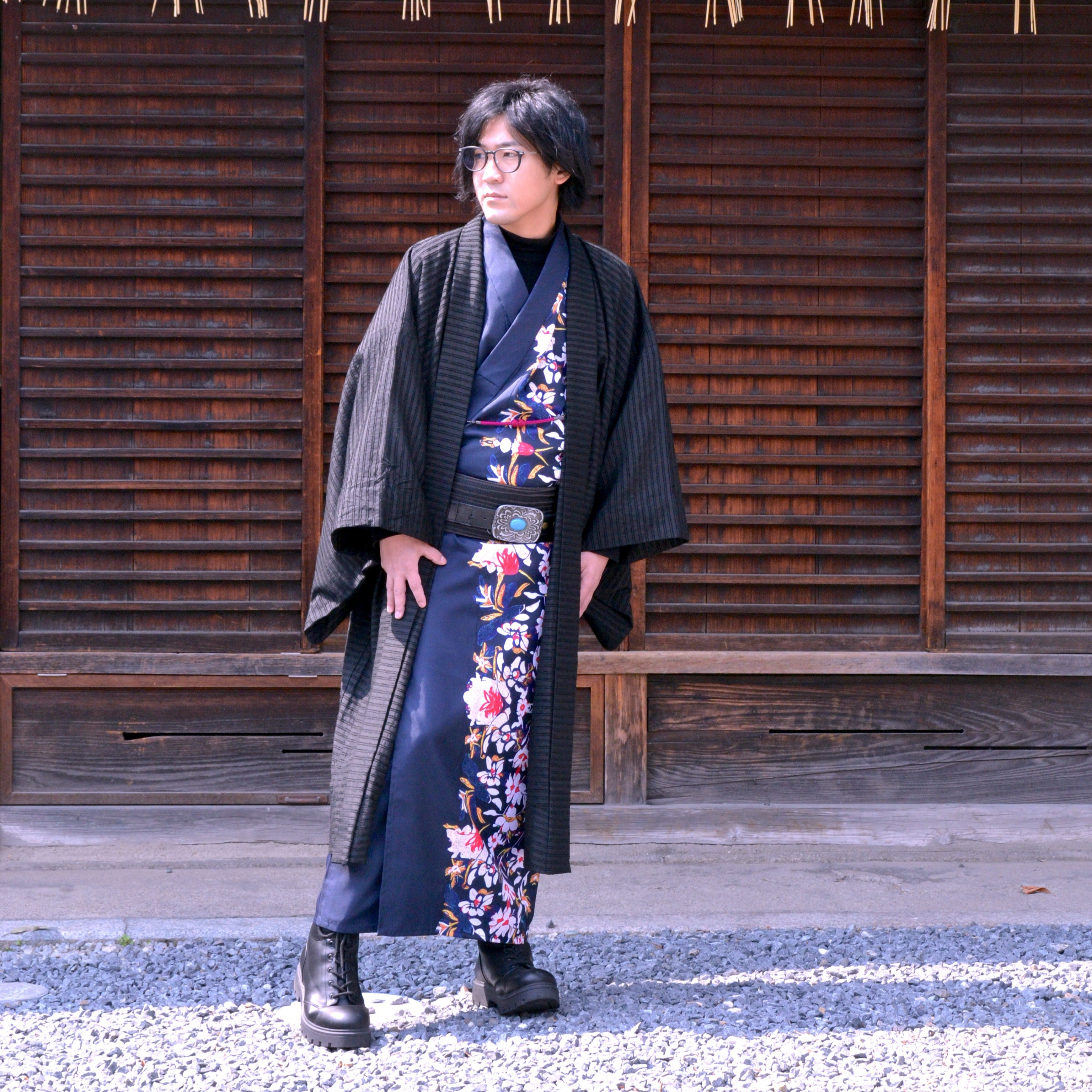170cm　花尽くし　洗える着物　小振袖　ポリエステル　u160 オープン記念セール・男性用】Furouya Kimono Original 洗える