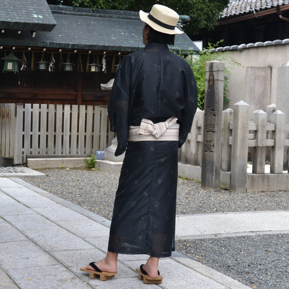 夏着物　男性　墨色　絽　受注生産